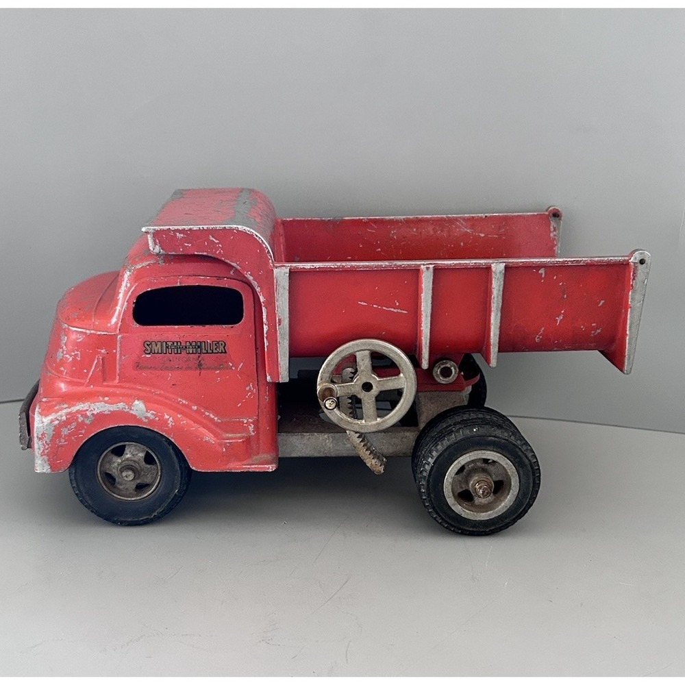 Vintage Original Early 1950's Smith Miller GMC Orange Dump Truck Smitty Toys